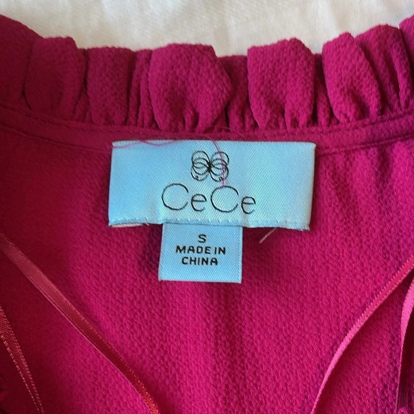 Cece NWT ruffle blouse pink cap sleeve size small - Picture 3 of 8